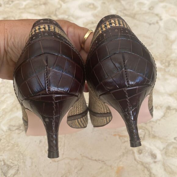 NWOT J. Crew Leather & Textile Pointer Toe Kitten Heel Pumps - Picture 10 of 15